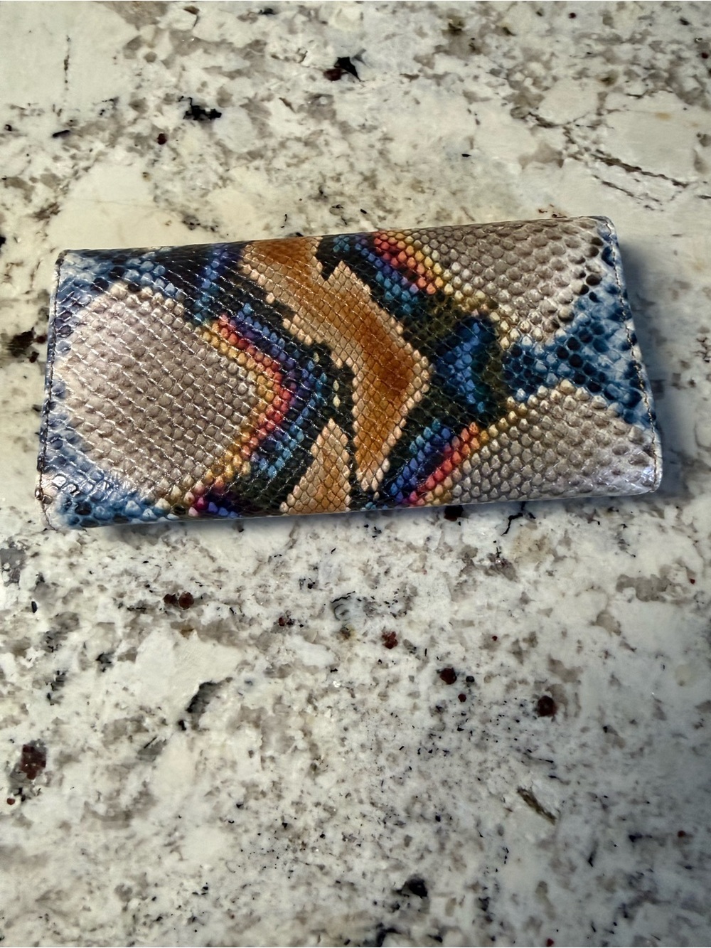 Brahmin Multicolor Snakeskin Envelope Wallet - Blue, Tan, Pink, Black - Picture 2 of 5